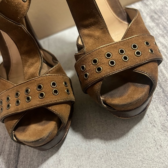 Fendi Brown T-Bar Ankle-Strap Platform Sandals Size 37.5 Made in Italy - Picture 4 of 10